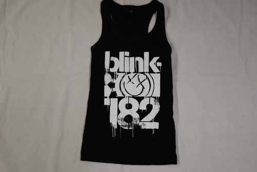 BLINK182 3 BARS SMILE DRIP WHITE LOGO LADIES SKINNY VEST TOP T SHIRT OFFICIAL