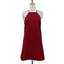 Lulus Sheath Dress Womens S Red Wine Scalloped Halter Zipper Back Apron Neckline