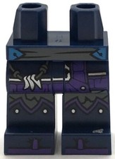 Lego New Minifigure Dark Blue Pants Legs w/ Dark Bluish Gray Sash Knee Pads Part