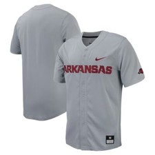 Arkansas Razorbacks Nike Men's Gray Full-Button Official NCAA Baseball Jersey