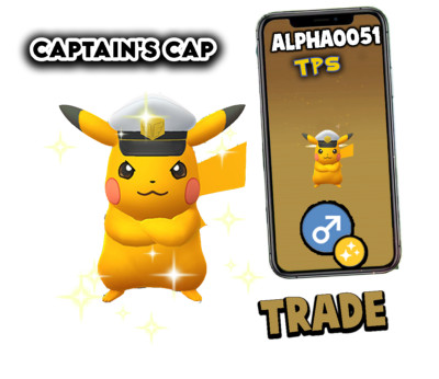 Pokemon Shiny Pikachu Captain Cap Female or Male Registered Trade or Ultra