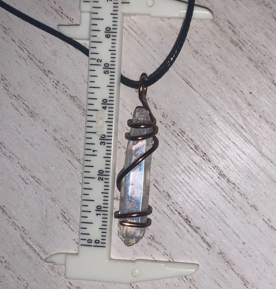 Handmade Angel Aura Rainbow Bismuth Titanium Silicon Quartz Copper Wire Pendant - Image 2 of 2