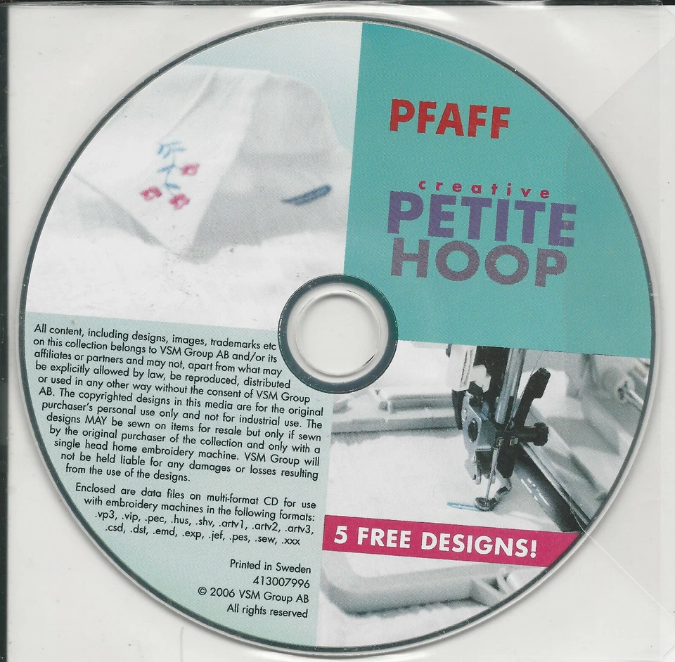 Pfaff Petite Creative Hoop 80 mm x 50 mm & CD for 2140. 2144, 2170 #820658096 - Image 4 of 4