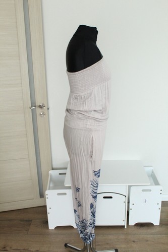 guess jumpsuit women size 26 pink color with birds casual viscose - Picture 12 of 13