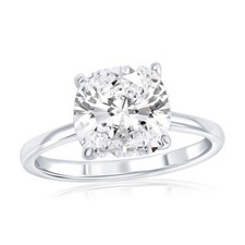 Sterling Silver, 9mm Square Solitaire CZ Ring