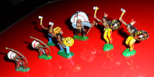 7 LOT VINTAGE WESTERN TOY PLASTIC INDIAN CHIEF FIGURE TOMAHAWK SHIELDS HONG KONG