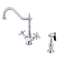 Kingston Brass KS1231BXBS 2-Handle Kitchen Faucet W/Brass Sprayer and 8" Plate