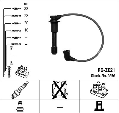 9856 NGK Ignition Cable Kit for MAZDA