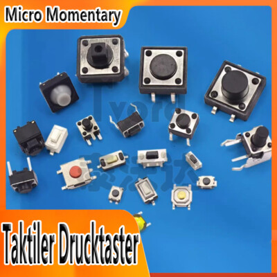Taktiler Drucktaster, SMD/Durchgangsbohrung, Micro Momentary für PCB DIY