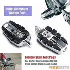 Chrome Zombie Skull Foot Pegs For Harley Male Mount Touring Road King Road Glide