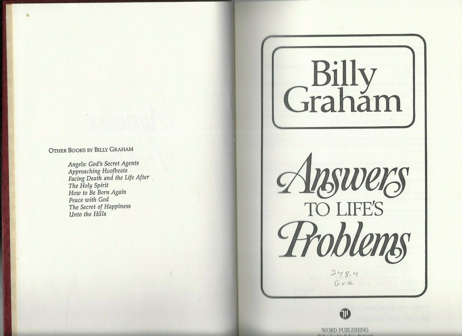 Answers to Life's Problems by Billy Graham (2003, Hardcover ...