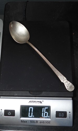 LOT of 5 Antique Handmade Korean Silver 8" Spoons Marked Silver on back 8.7 OZ - Picture 7 of 8
