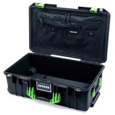 Black  Lime Green Pelican 1535 Air case empty  combo lid pouch.