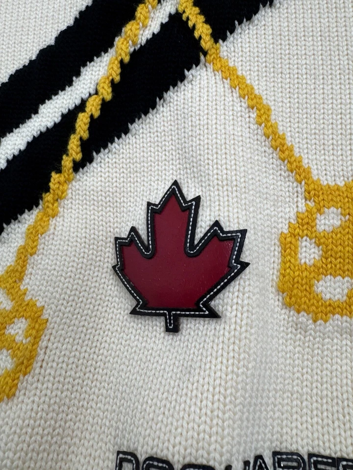 Dsquared2 Wool Knitted Embroidered Skiing Sweater Vest Gilet Size L - Image 4 of 4