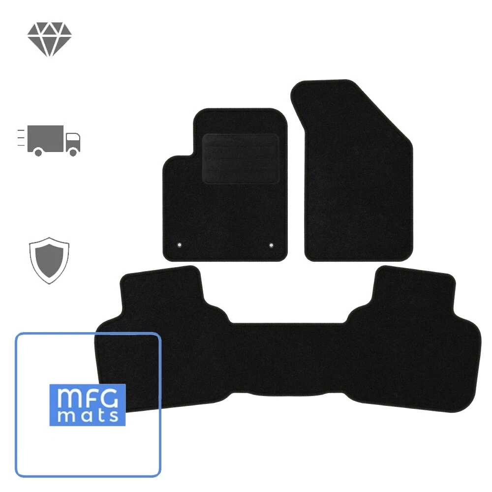 Wielganizator tappetini auto velours anteriori adatto per Dodge Grand Caravan IV (2008-2016, minivan) neri, set 2 pz, con fissaggi