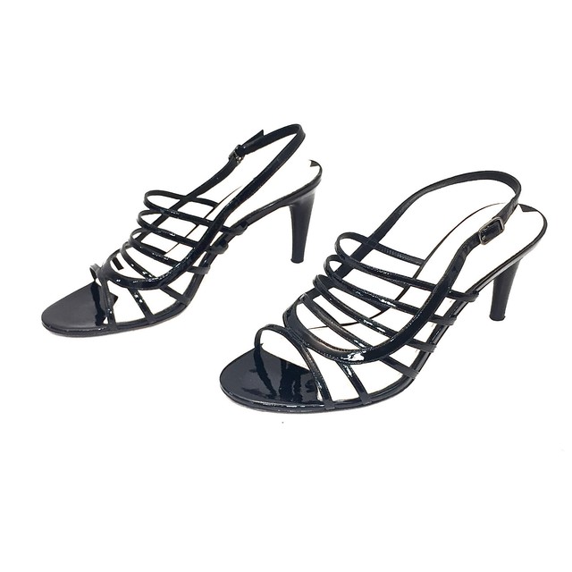 Via Spiga Black Patent Leather Strappy Heels Size 7.5 M | eBay