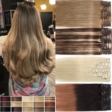 CLEARANCE 100 Remy Real Clip In ON Human Hair Extensions Weft Full Head 8PIECES