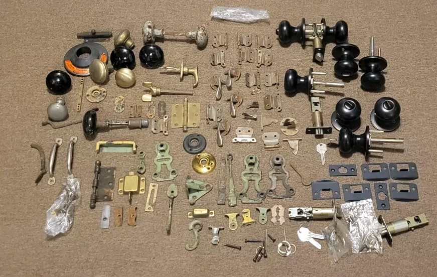 Vintage Door Drawer Hardware Lot Handles Hinges Knobs & More eBay