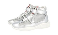 Prada Americas Cup HIGH-TOP Sneaker Schuhe 1T851I Silber Leder Neu 37 37,5