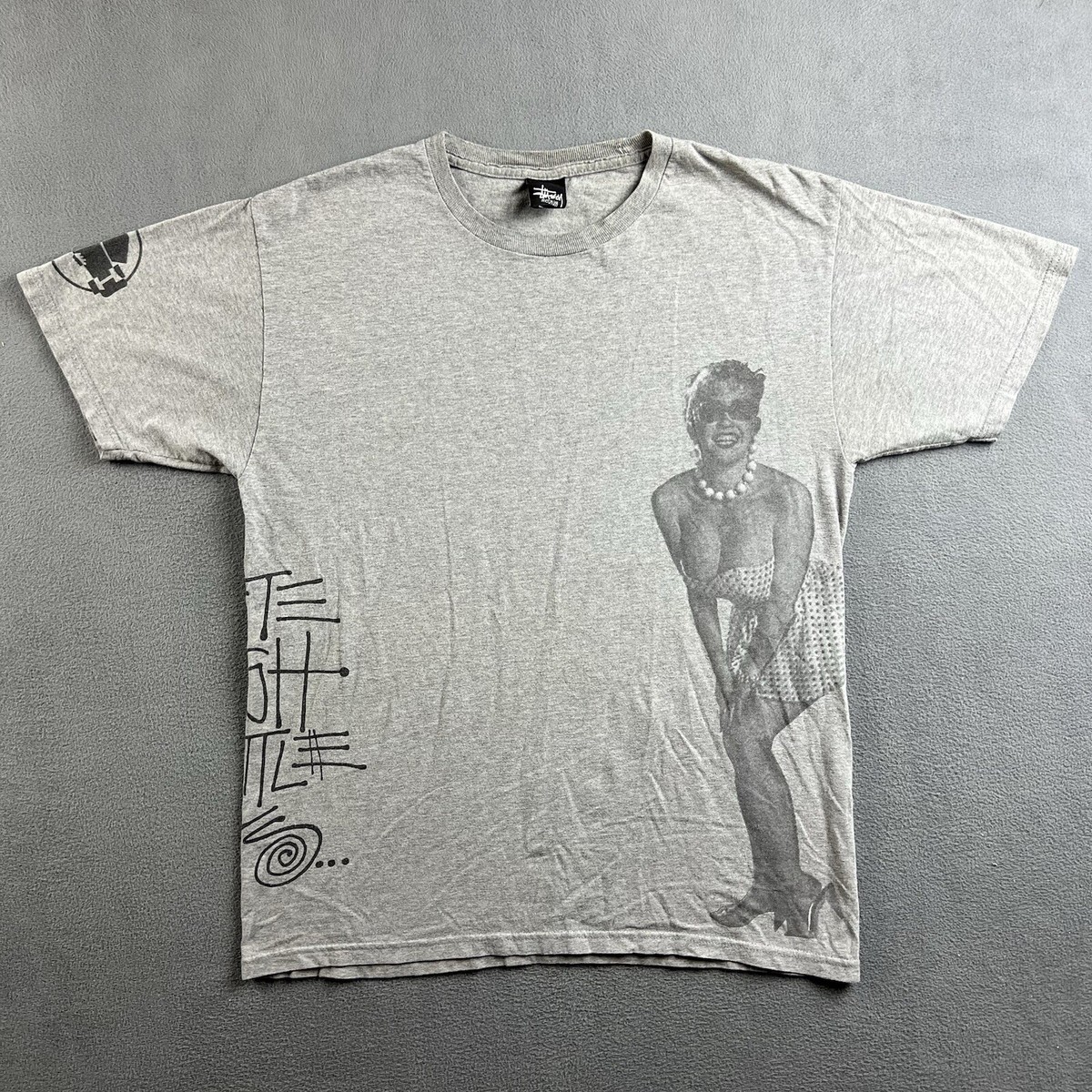 Stussy x Marilyn Monroe Shirt Mens Medium Gray Skateboarding