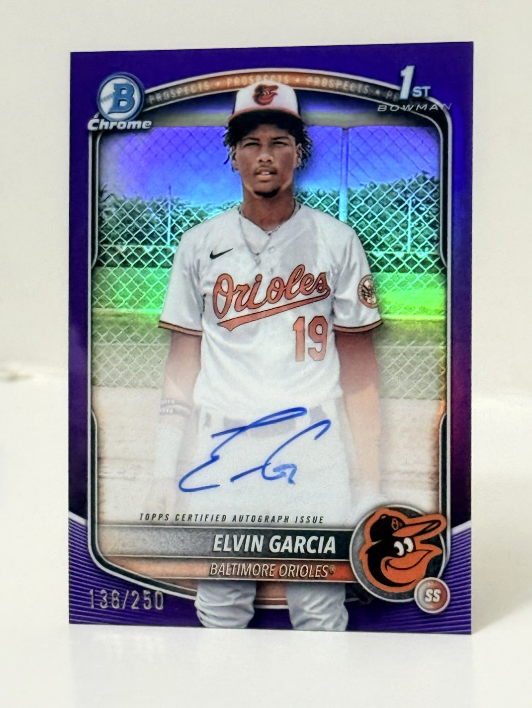 2025 Bowman Chrome Elvin Garcia 1st Bowman Purple Refractor Auto /250