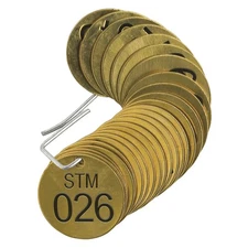 BRADY 23497 Numbered Tag,Brass,1 1/2in W,PK25 35TC62