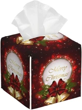 Leather Christmas Tree Tissue Box Cover - Decorative Organizer for Home & Office