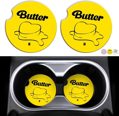 BTSS Merchandise - 2 Pcs Car Cup Holder Coaster Gift - Kpop Fan Yellow-2pcs 