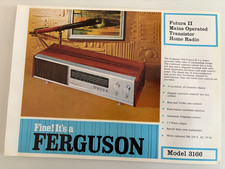 FERGUSON MODEL 3166 FUTURA 3 MAINS TRANSISTOR HOME RADIO SPEC SHEET 1968 RARE