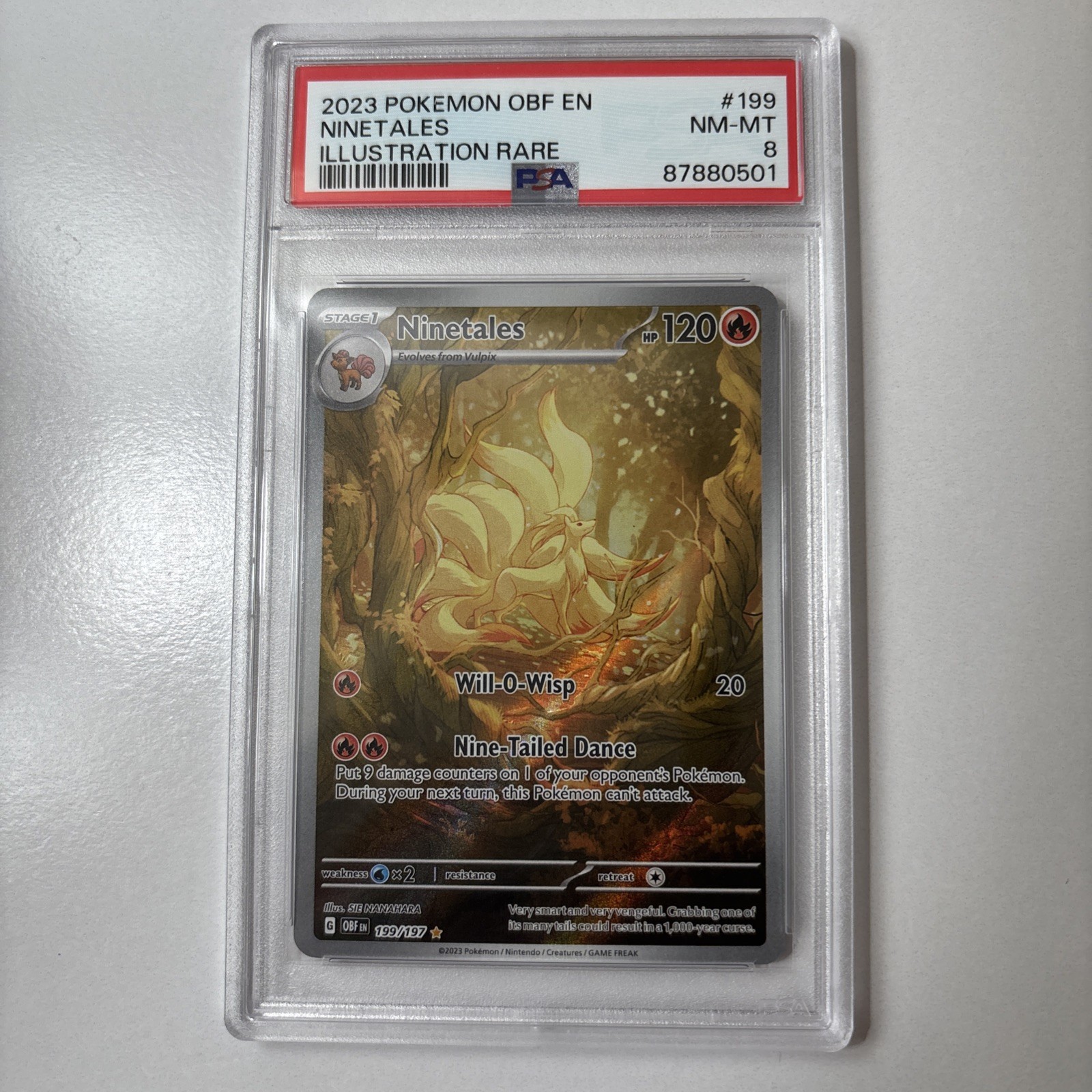 Ninetales - 199/197 PSA 8 Obsidian Flames Illustration Rare Pokemon - MINT
