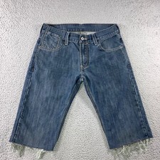 Levi's 514 Denim Shorts Men 32 Blue Cut Off Straight Leg Jorts y2k Street Skater