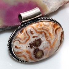 Chunky Apple Valley Agate 925 Silver Plated Pendant 1.3