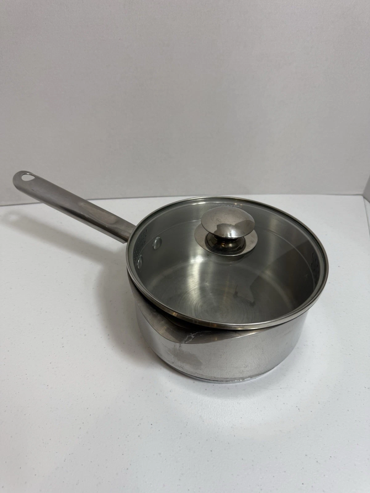 WearEver Stainless Steel 2 Qt Saucepan with Double Pour Spouts & Strainer Lid