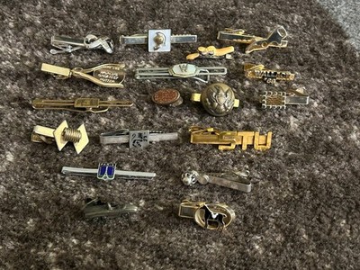 Tie Bar Clip Clasp Gramps Vintage Junk Drawer Lot Paris Golf Politics Eagle Hors