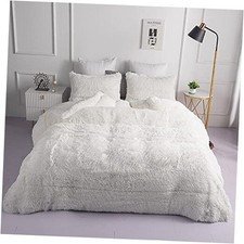 Faux Fur Plush Comforter Sets Size - Ultra Soft Shaggy Flannel Twin/Full White