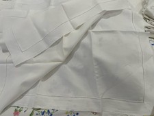 Lot (3) Shams 100% Pure Linen Off White Standard Vintage French Irish Hemstitch