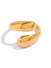 Gold 2 Adjustable 3-Piece Wavy Geometric Stackable Ring Set