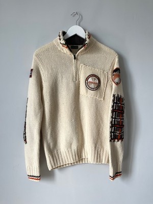 Vintage Napapijri Alaska Ski Lambswool Knitted Men's Sweater Jumper Size M