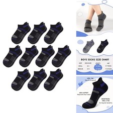Comfoex 10 Pairs Boys Athletic Ankle Socks Cotton Cushioned Sole Kids - Size 2XS