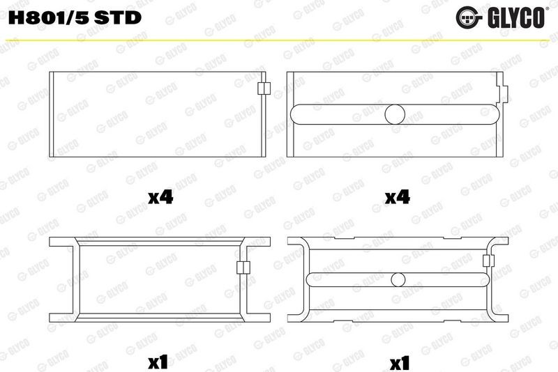 Coussinet de vilebrequin GLYCO H801/5 STD contre la baisse de pression d'huile