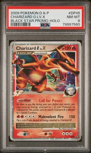 Pokemon Charizard G LV.X DP45 - PSA 8 NM MT - Diamond and Pearl D&P Holo Promo