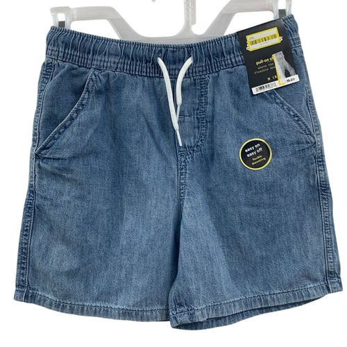 2 New Cat & Jack Kids Large (10/12) Cotton Denim Jean Pull On Elastic Shorts - Picture 2 of 5