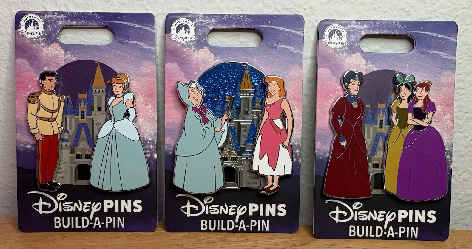 Disney Build-A-Pin Cinderella Glitter Character Pins 3-Pin Set Disney Franchise