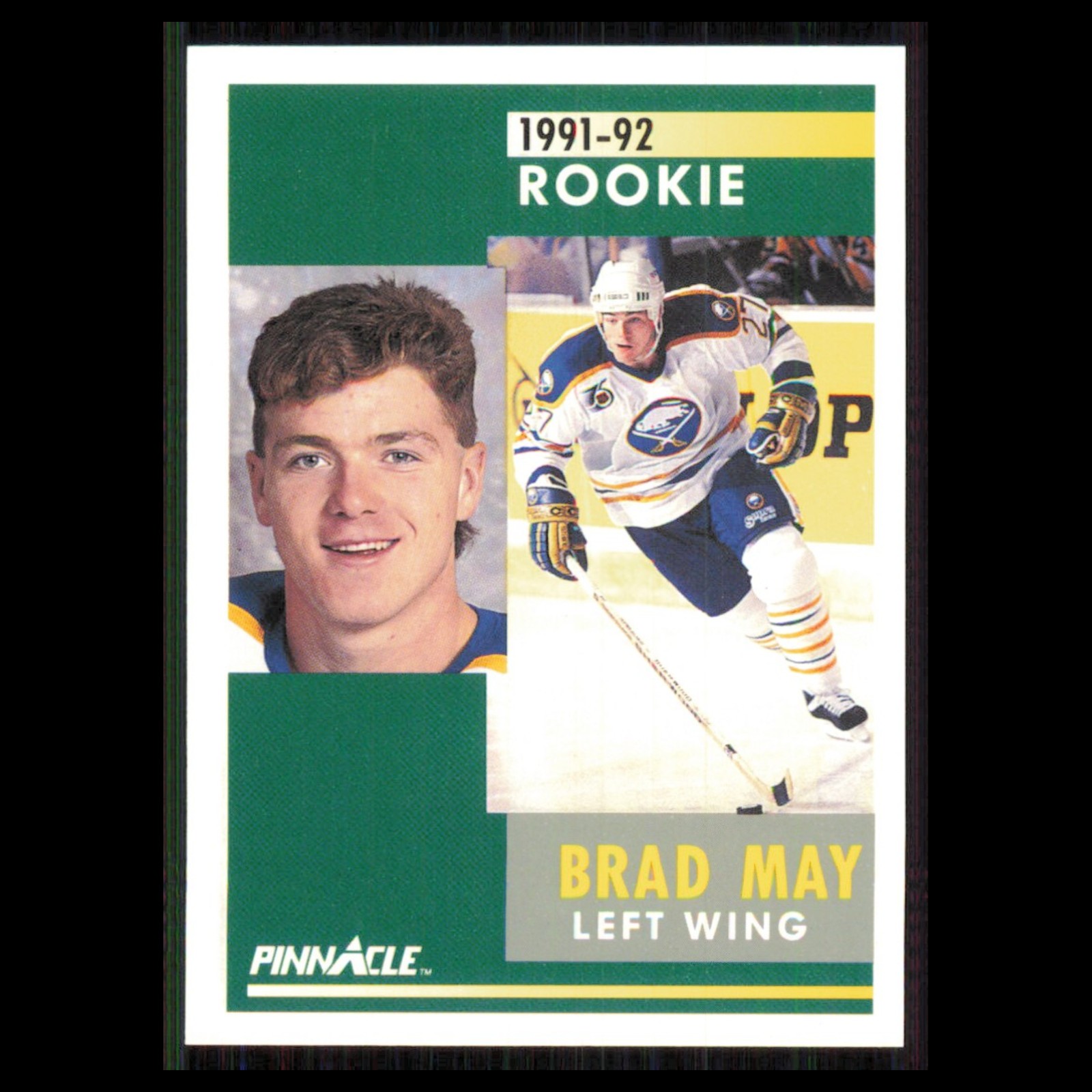 Brad May Rookie #302 1991 Pinnacle Buffalo Sabres Hockey Card NHL NM