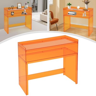 NEW Acrylic Desk Small Entryway Table with Open Shelves Entry Table 100*30*80cm