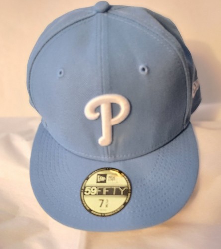 Phillies New Era Sky Blue With White Logo 59FIFTY Fitted Cap/ Hat 7 3/8 Nwot