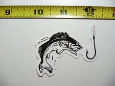 FISH & HOOK SMALL STICKER DECAL FUN SPORT FUNNY