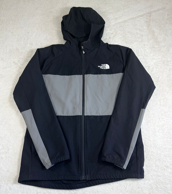 #ad The North Face Boys XL 14 16 Black Grey Colorblock Full Zip Hooded Jacket Nylon C $45.99