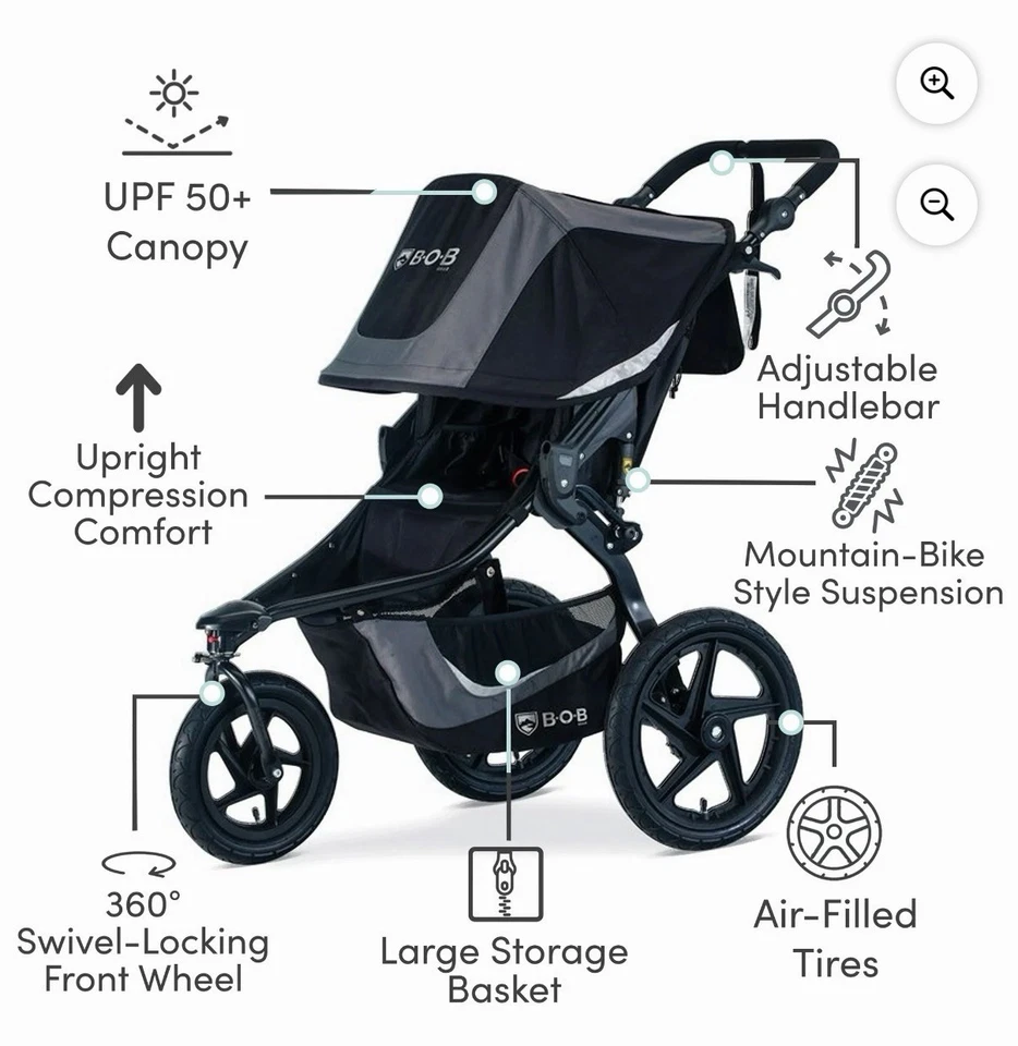 BOB Gear Revolution Flex 3.0 Jogging Stroller, Graphite Black - Image 3 of 4