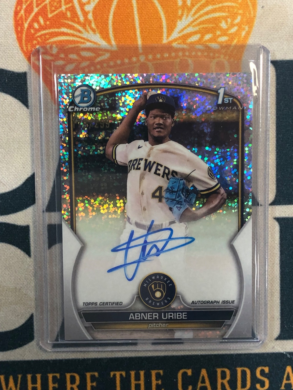 2023 Bowman Chrome ABNER URIBE Silver Speckle 1st Bowman Auto /299